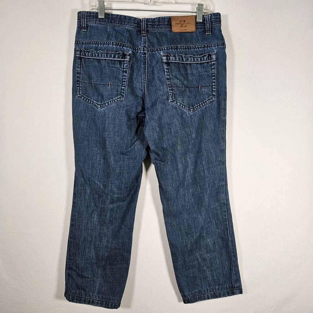Ermenegildo Zegna Jeans Men 34x26 Blue Straight Leg Italy Grunge Preppy Designer